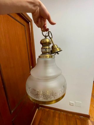 Lámpara colgante metal y cristal