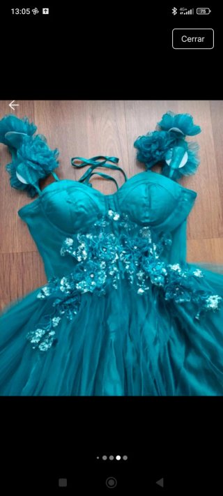 Vestido largo Feruestyle azul turquesa