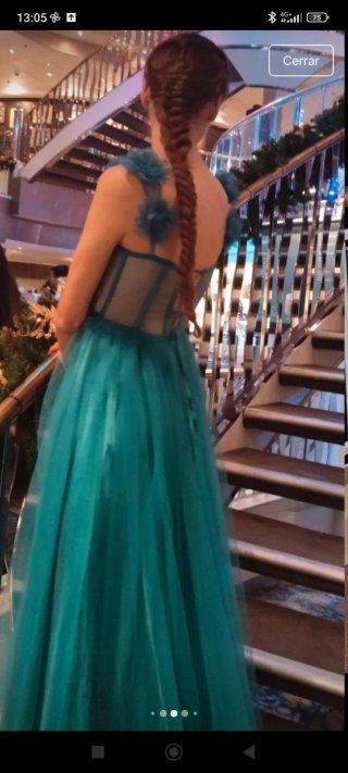 Vestido largo Feruestyle azul turquesa