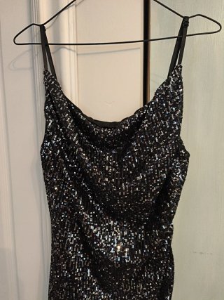 Vestido de fiesta lentejuelas negro/plata