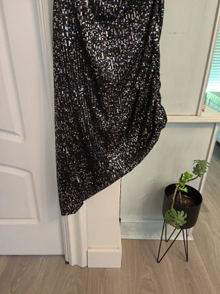 Vestido de fiesta lentejuelas negro/plata