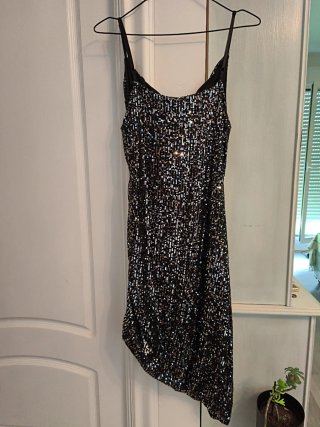 Vestido de fiesta lentejuelas negro/plata