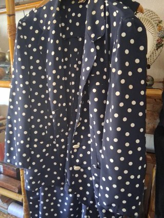Conjunto Vestido y Chaqueta Lunares Azul Marino