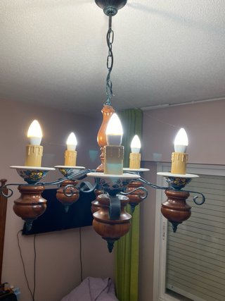 Lámpara Hierro Forjado y Madera Marrón
