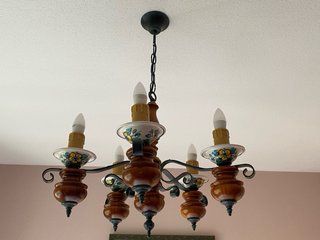 Lámpara Hierro Forjado y Madera Marrón
