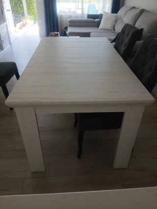 Mesa comedor extensible blanca roto l