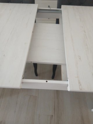 Mesa comedor extensible blanca roto l