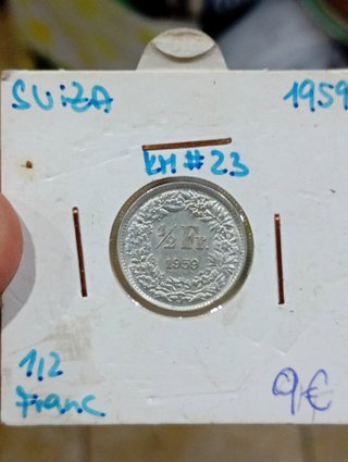Lote 6 monete in argento da mezzo franco svizzero