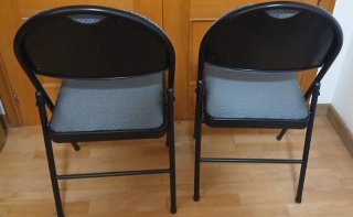 2 Sillas Plegables Tela Gris y Metal