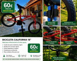 Bicicleta California 18 Niños 6-9 años