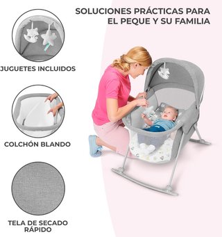 Minicuna bebé gris Kinderkraft