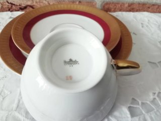 Set Rosenthal porcellana oro e bordeaux