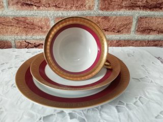 Set Rosenthal porcellana oro e bordeaux