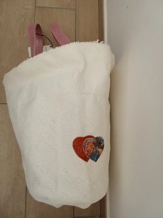 Borsa bianca con manici rosa