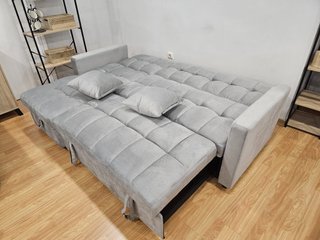 Sofá Cama Chaiselongue Gris con Arcón