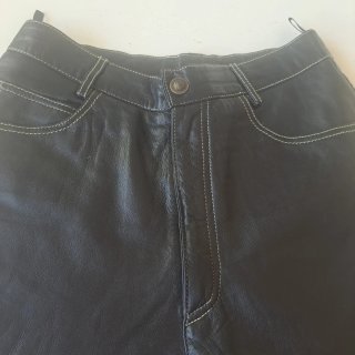 Pantalón de cuero auténtico negro