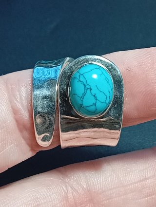 Anillo Plata Ley Ajustable Turquenita