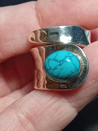 Anillo Plata Ley Ajustable Turquenita