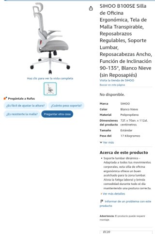 Silla de Oficina Ergonómica SIHOO B100SE