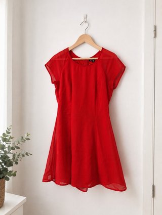 Vestido rojo H&M skater vuelo talla 38