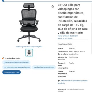 Silla Ergonómica SIHOO Negra