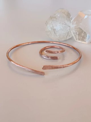 Conjunto artesanal Pulsera y Anillo de puro Cobre
