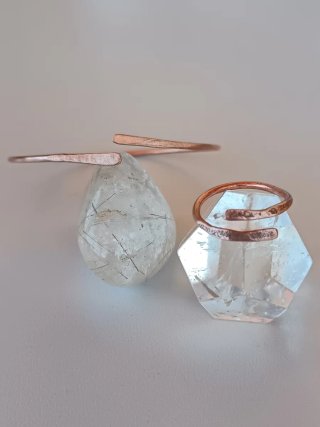 Conjunto artesanal Pulsera y Anillo de puro Cobre