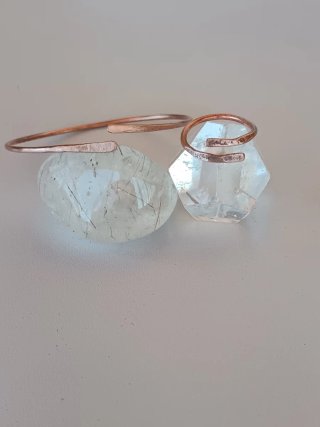 Conjunto artesanal Pulsera y Anillo de puro Cobre