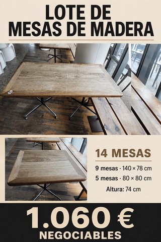Lote 14 mesas madera hostelería