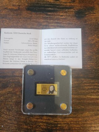 Fogli d'oro Deutsche Mark e moneta Erasmus