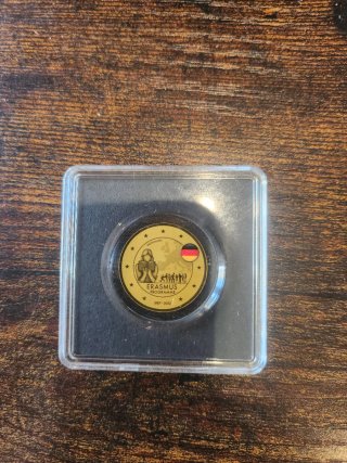 Fogli d'oro Deutsche Mark e moneta Erasmus
