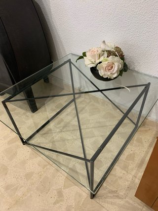 Mesa auxiliar cristal y metal