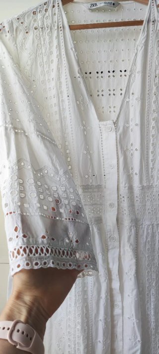 Vestido blanco largo Zara calado