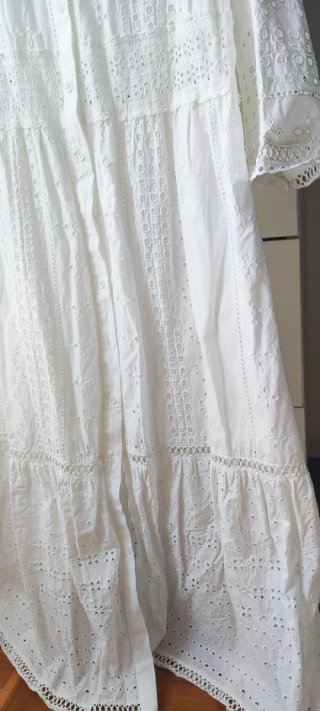 Vestido blanco largo Zara calado