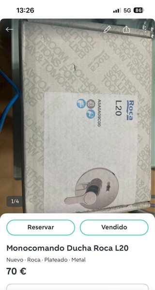Monocomando Ducha Roca L20 Plateado