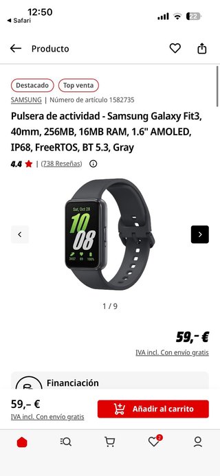 Samsung Galaxy Fit 3 Negro