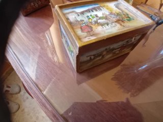 2 Cajitas artesanales de cristal pintado y madera