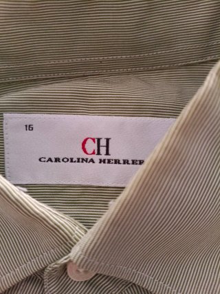 Camisa Carolina Herrera Rayas Verde Talla L