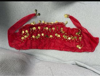 Traje danza vientre rojo y dorado