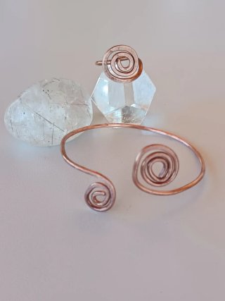 Conjunto artesanía puro cobre de pulsera y anillo