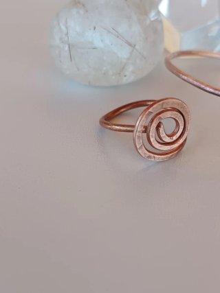Conjunto artesanía puro cobre de pulsera y anillo