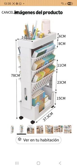 Organizador de plástico blanco 4 niveles