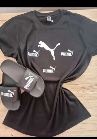 Camiseta Puma Negra y Chanclas