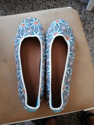 Bailarinas estampadas azul y naranja