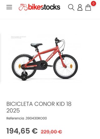 Bici Condor 18 Roja (3-6 años)  No incluye LUZ!