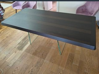 Mesa Comedor Phantom Madera Nogal y Cristal