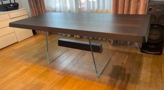 Mesa Comedor Phantom Madera Nogal y Cristal