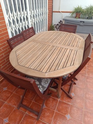 6 Sillas Teca Plegables Terraza + Regalo Mesa