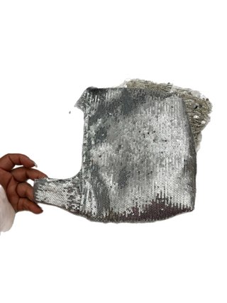 Bolso de fiesta plateado con flecos