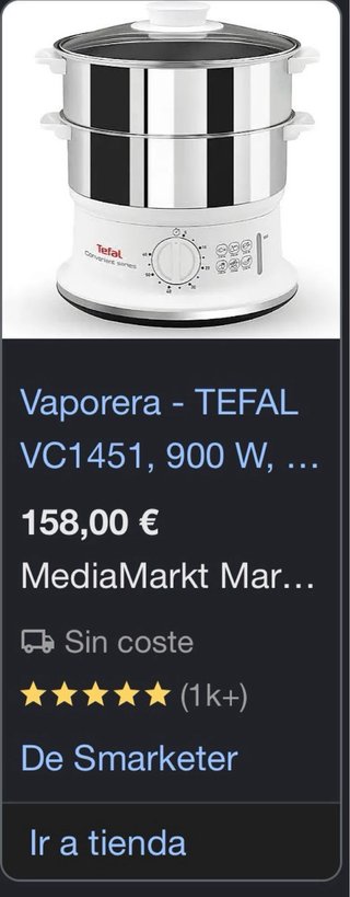 Vaporera Tefal Convenient Series  Robot cocina